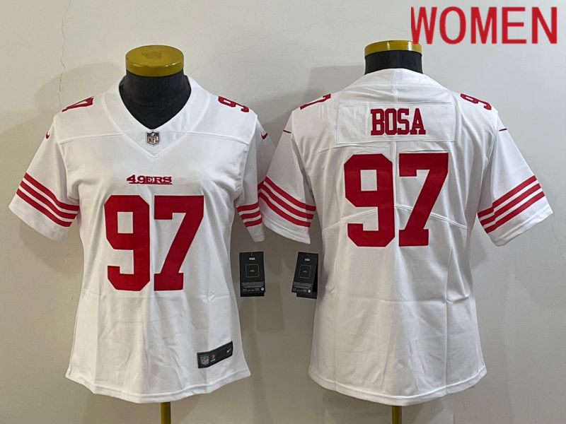 Women San Francisco 49ers #97 Bosa White New 2022 Nike Limited Vapor Untouchable NFL Jersey->women nfl jersey->Women Jersey